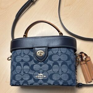 Coach Blue and Black Signature Canvas Bag